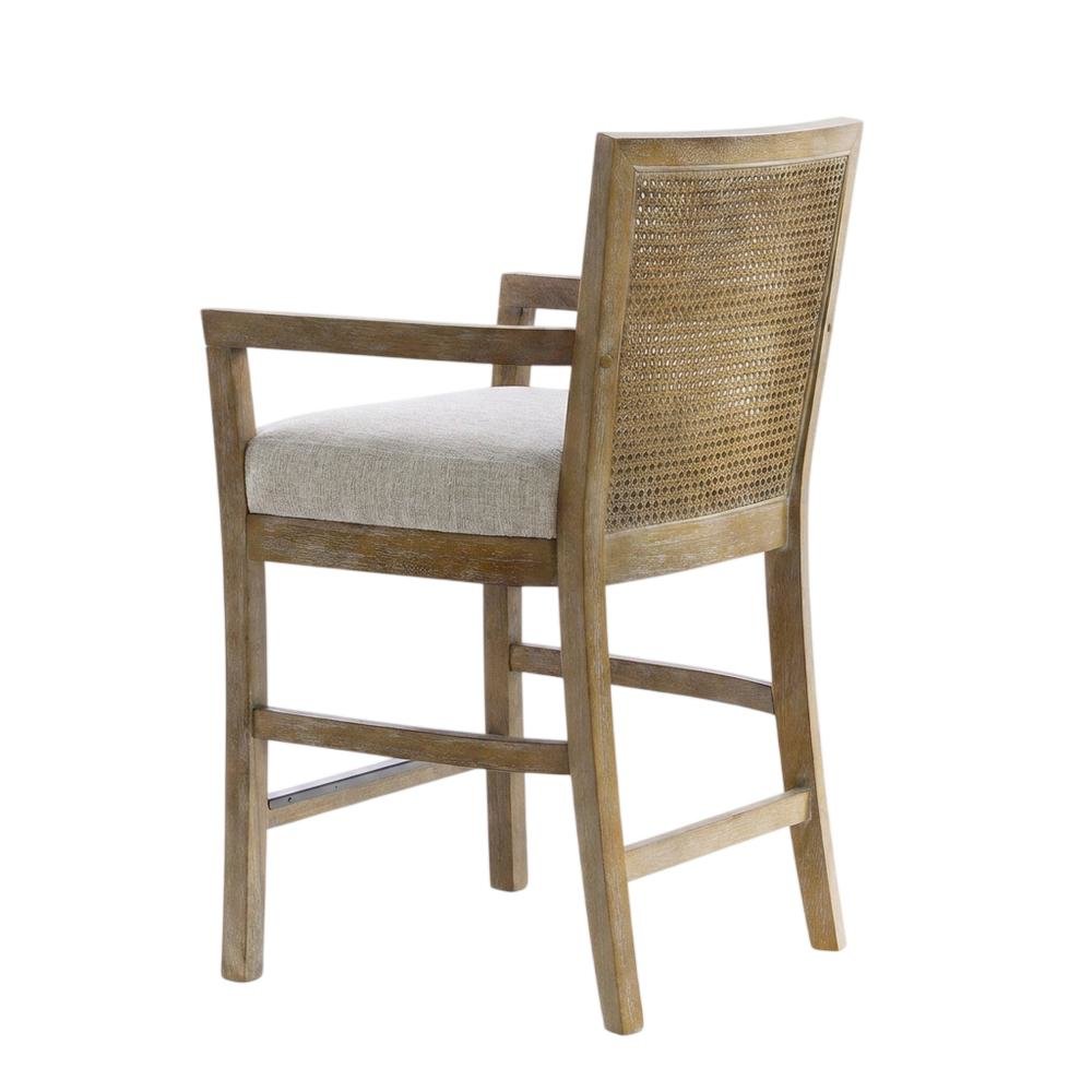 Solid Wood Frame Cane Back Counter Stool with Woven Detail. Picture 3