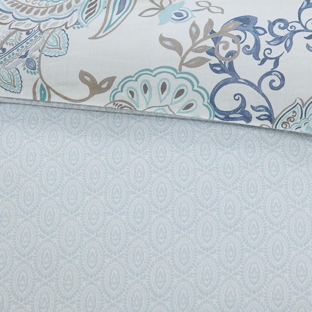 3 Piece Cotton Floral Printed Reversible Duvet Cover Set. Picture 3