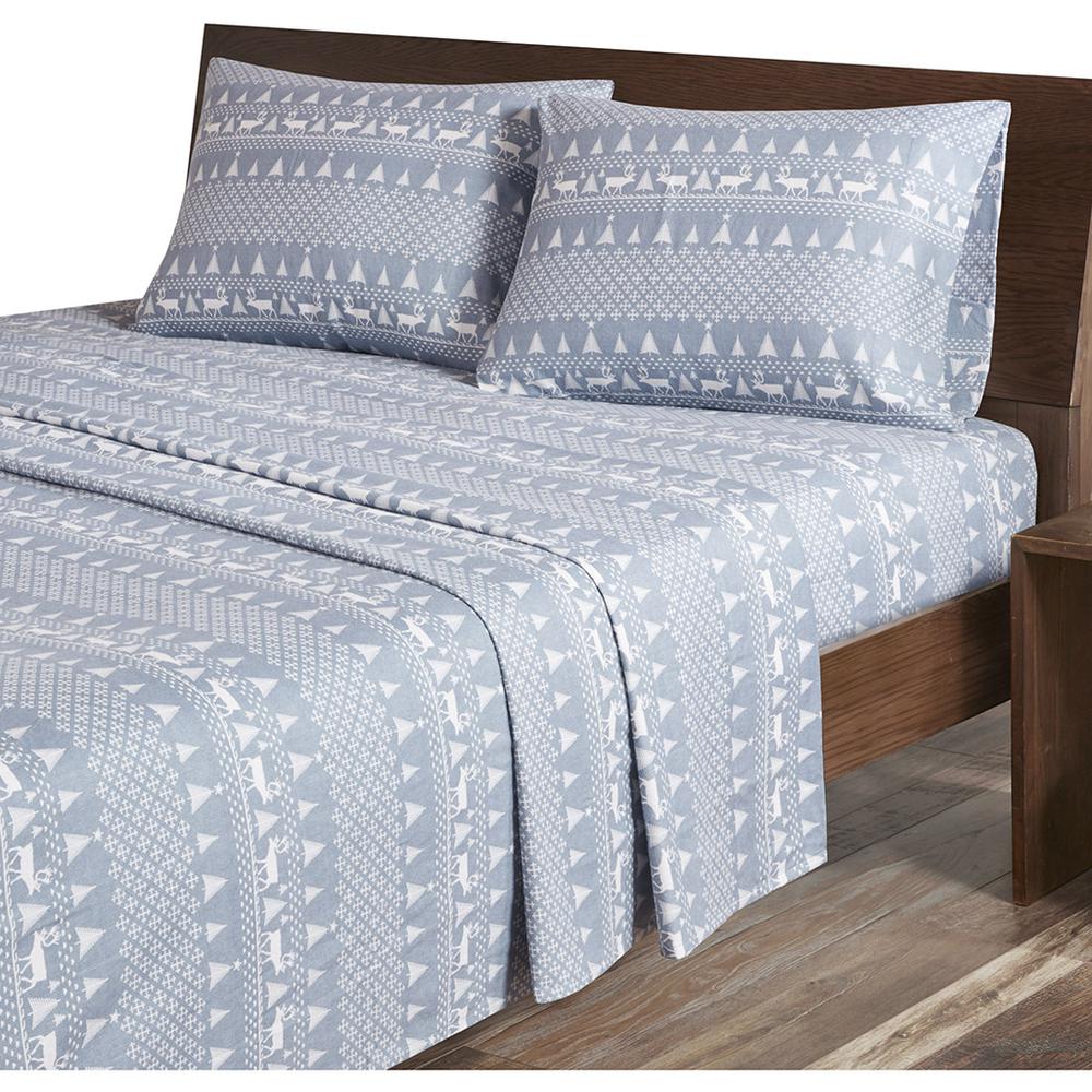 Flannel Sheet Set, Blue Winter Frost color. Picture 1