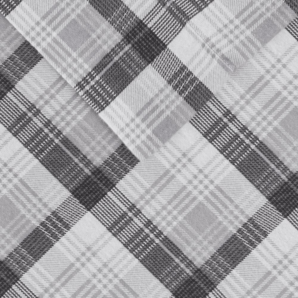 Flannel Sheet Set, Grey Plaid color. Picture 1