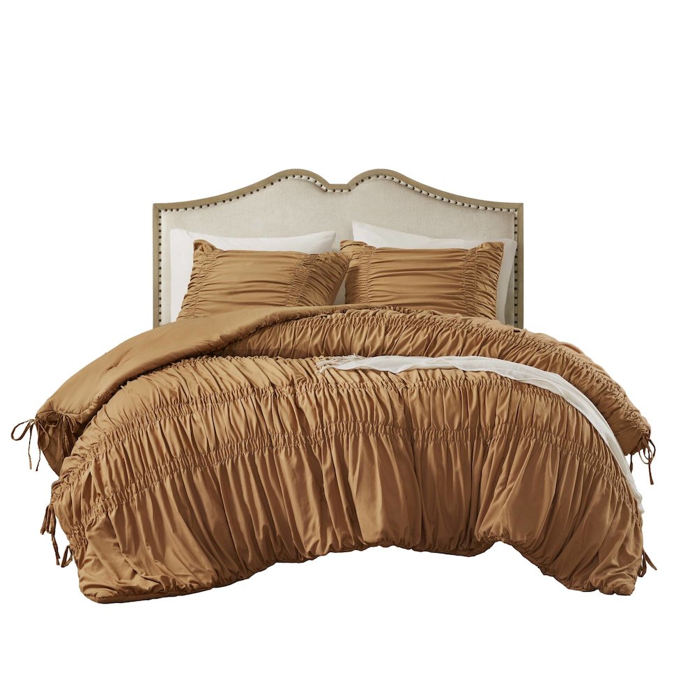 Mia Comforter Set, Brown color. Picture 1