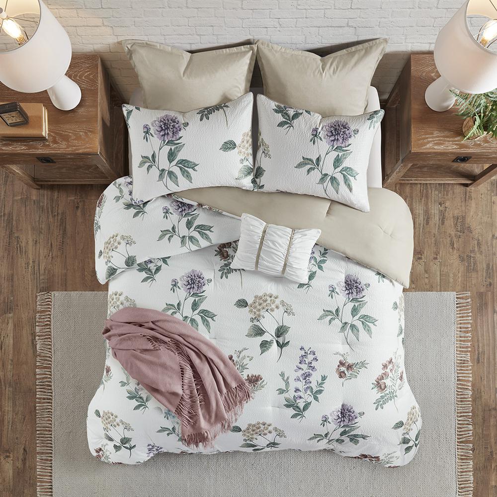 7 Piece Printed Seersucker Comforter Set with Throw Blanket. Picture 4