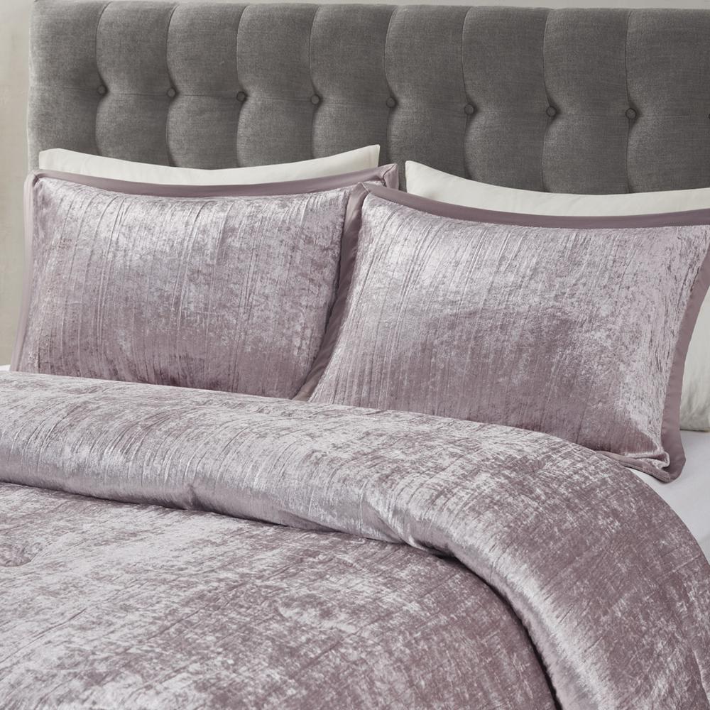Lee 5 Piece Crinkle Velvet Comforter Set, Blush color. Picture 5