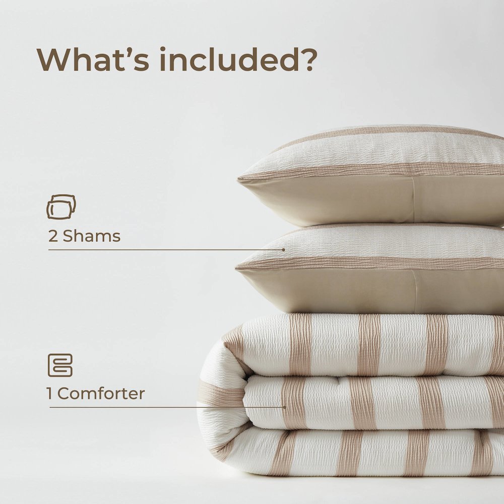 Merritt Yarn-dyed striped comforter, Taupe color. Picture 4