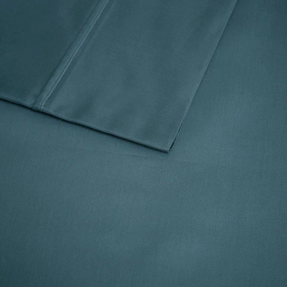 600 Thread Count Cooling Cotton Blend 4 PC Sheet Set, Teal color. Picture 5