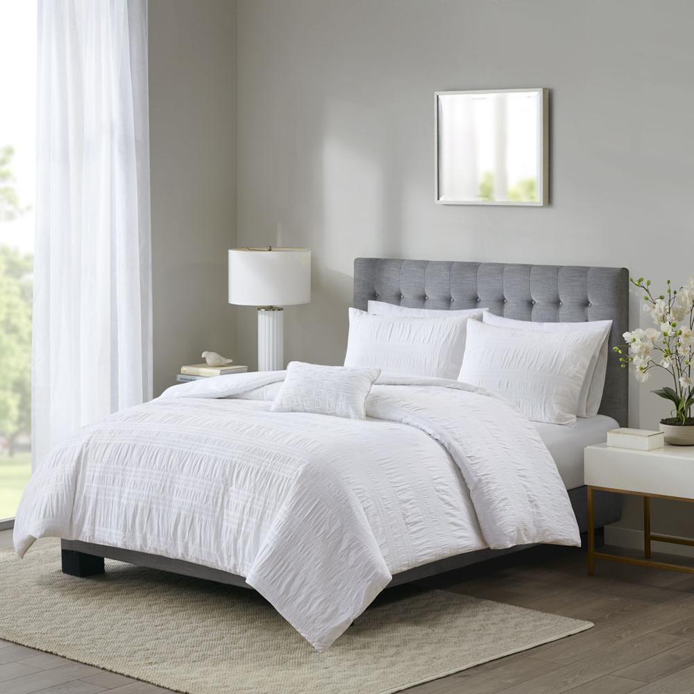 4 Piece Cotton Seersucker Duvet Cover Set. Picture 4