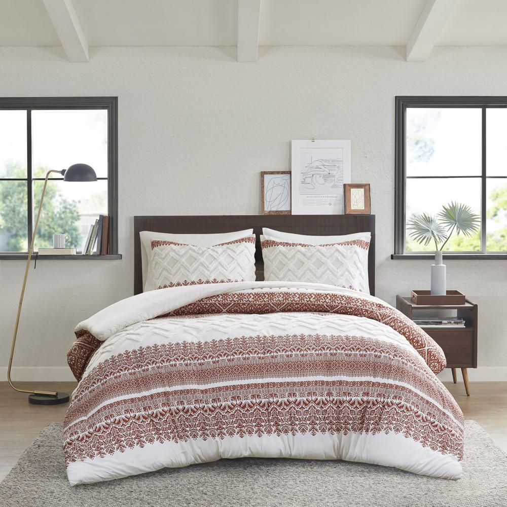 3 Piece Cotton Duvet Cover Set with Chenille Tufting. Picture 5
