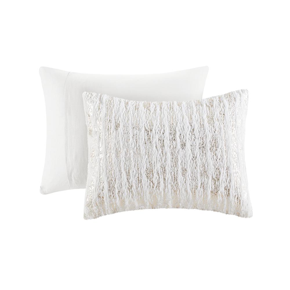 Metallic Print Faux Fur Comforter Set. Picture 2