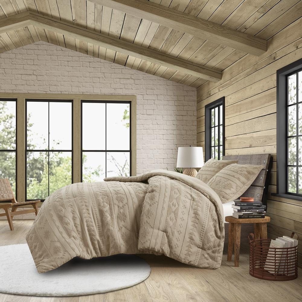 Breckenridge Chenille Oversized Comforter Set, Tan color. Picture 3