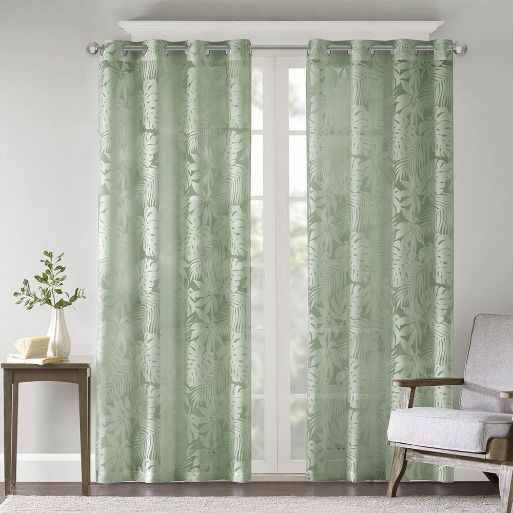 Palm Leaf Burnout Window Sheer. Picture 3