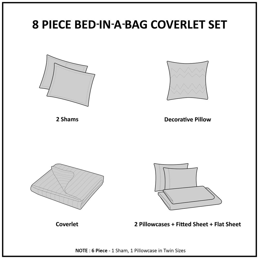 Saben 6 Piece Quilt Set with Cotton Bed Sheets, Taupe color. Picture 3