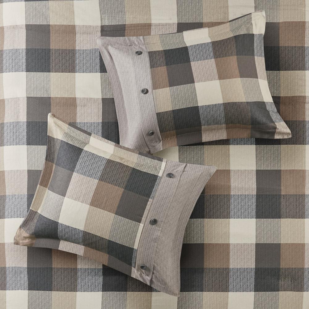 Ridge 6 Piece Herringbone Duvet Cover Set, Neutral color. Picture 3