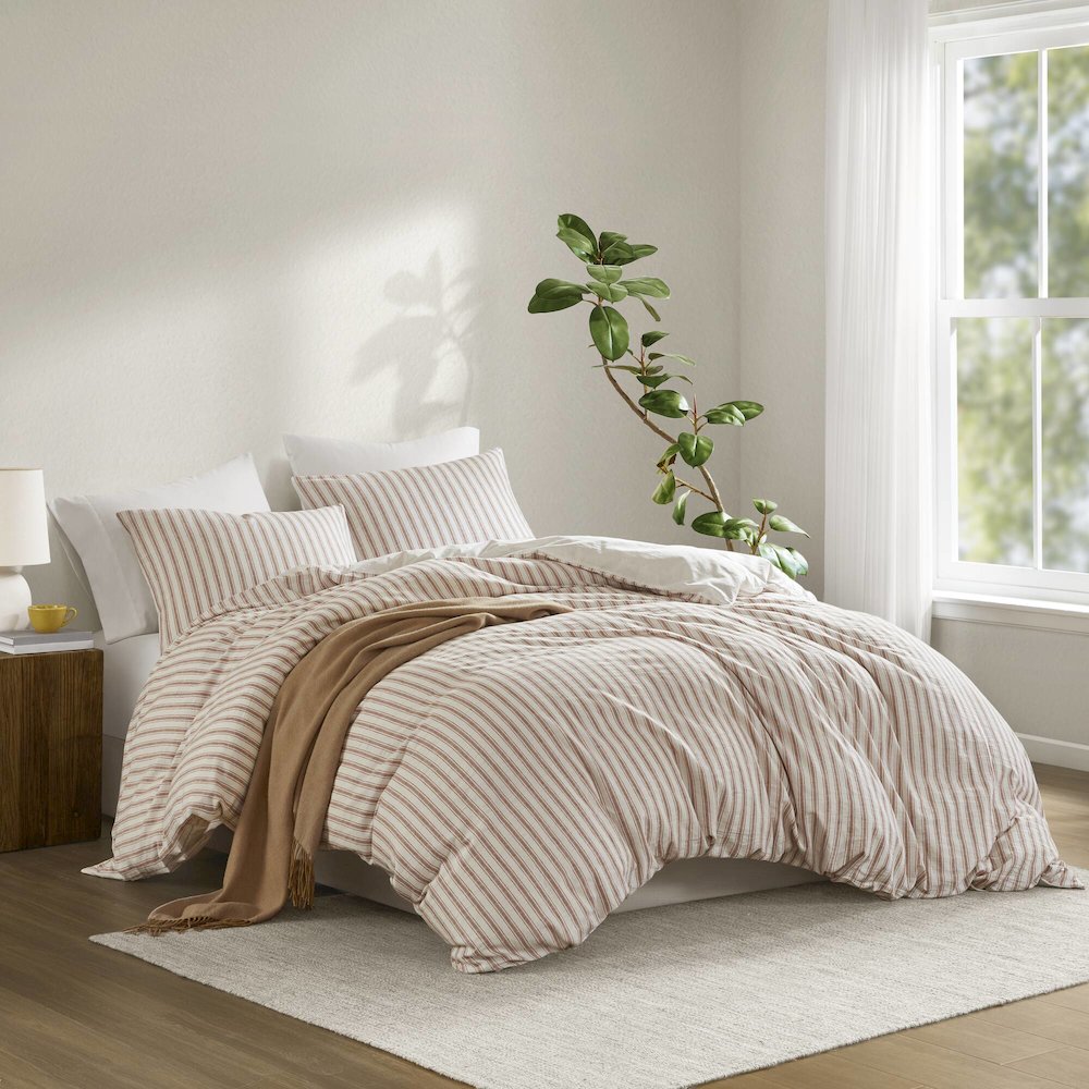 Etta 3PCS Duvet Set, Terracotta color. Picture 2