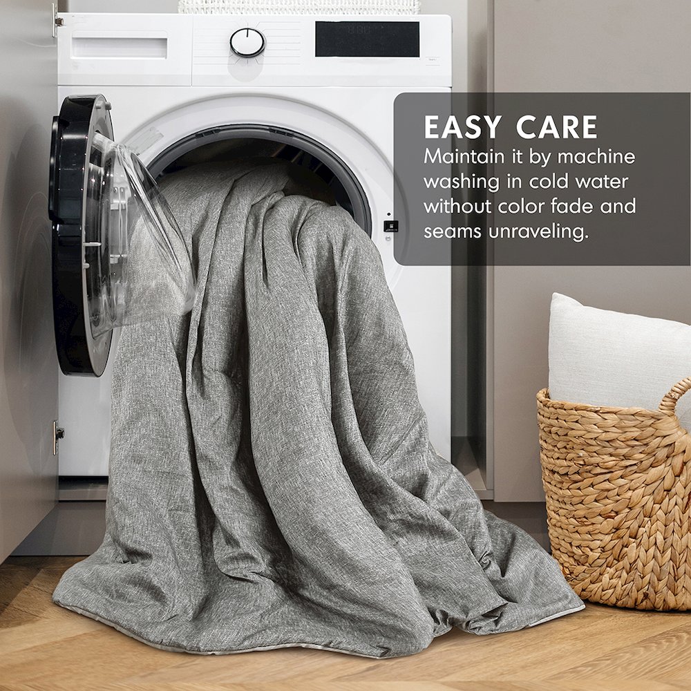Camden Chambray Print Solid Comforter Set, Grey color. Picture 3