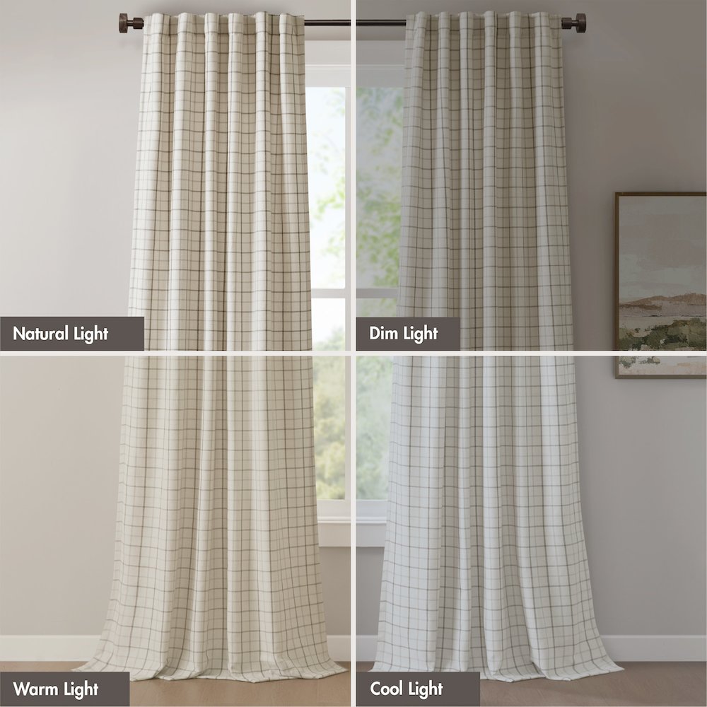 Anaheim Plaid Rod Pocket and Back Tab Curtain Panel with Fleece Lining. Picture 3