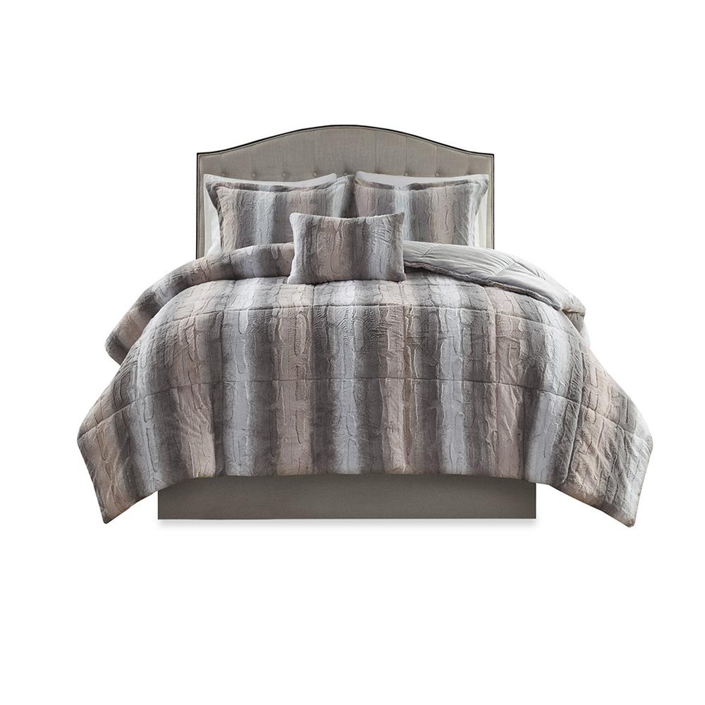 4PC Faux Fur Comforter Set. Picture 1