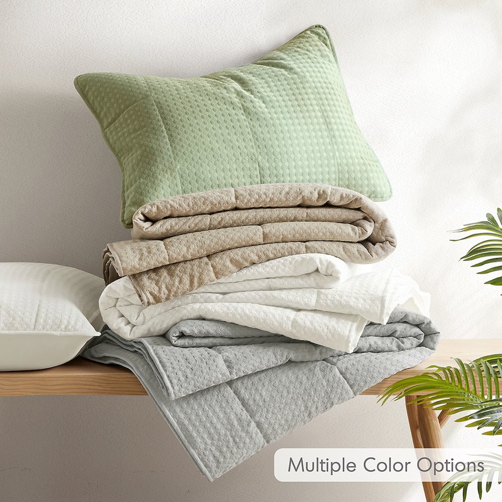 Mina Waffle Weave Textured Quilt Set, Gray color. Picture 4