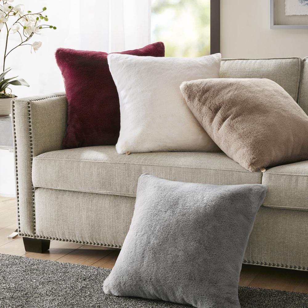Solid Faux Fur Square Decor Pillow. Picture 5