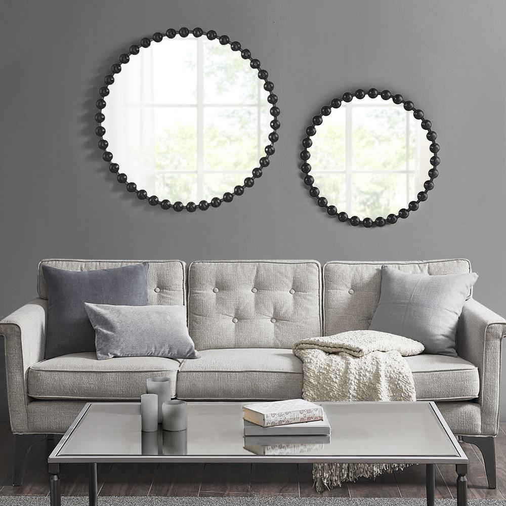 Beaded Round Wall Mirror 36"D. Picture 1