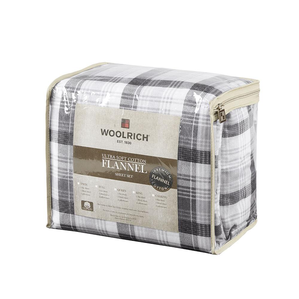 Flannel Sheet Set, Grey Plaid color. Picture 5