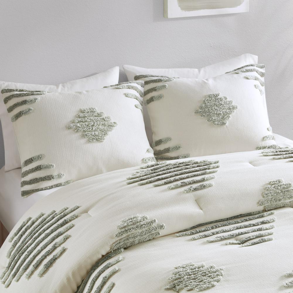 3 Piece Cotton Blend Chenille Comforter Set. Picture 3