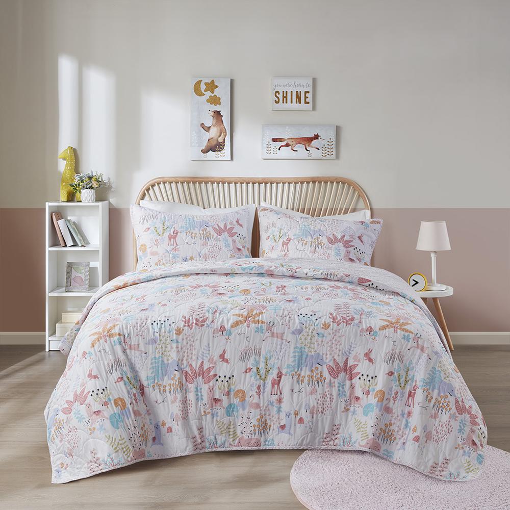 Woodland Animals Reversible Cotton Quilt Set. Picture 1