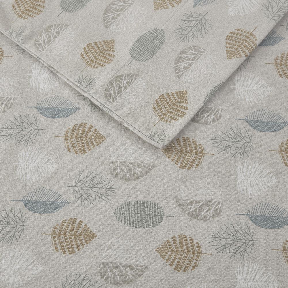 Cozy Flannel Printed Sheet Set, Multi Leaves color. Picture 2