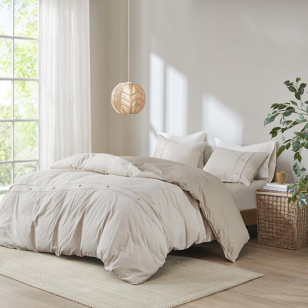 3 Piece Organic Cotton Oversized Duvet Cover Set. Picture 3