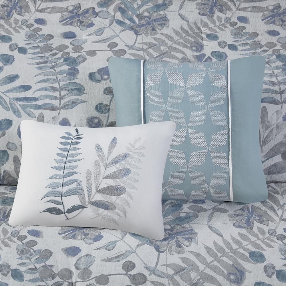5 Piece Botanical Floral Seersucker Comforter Set. Picture 3