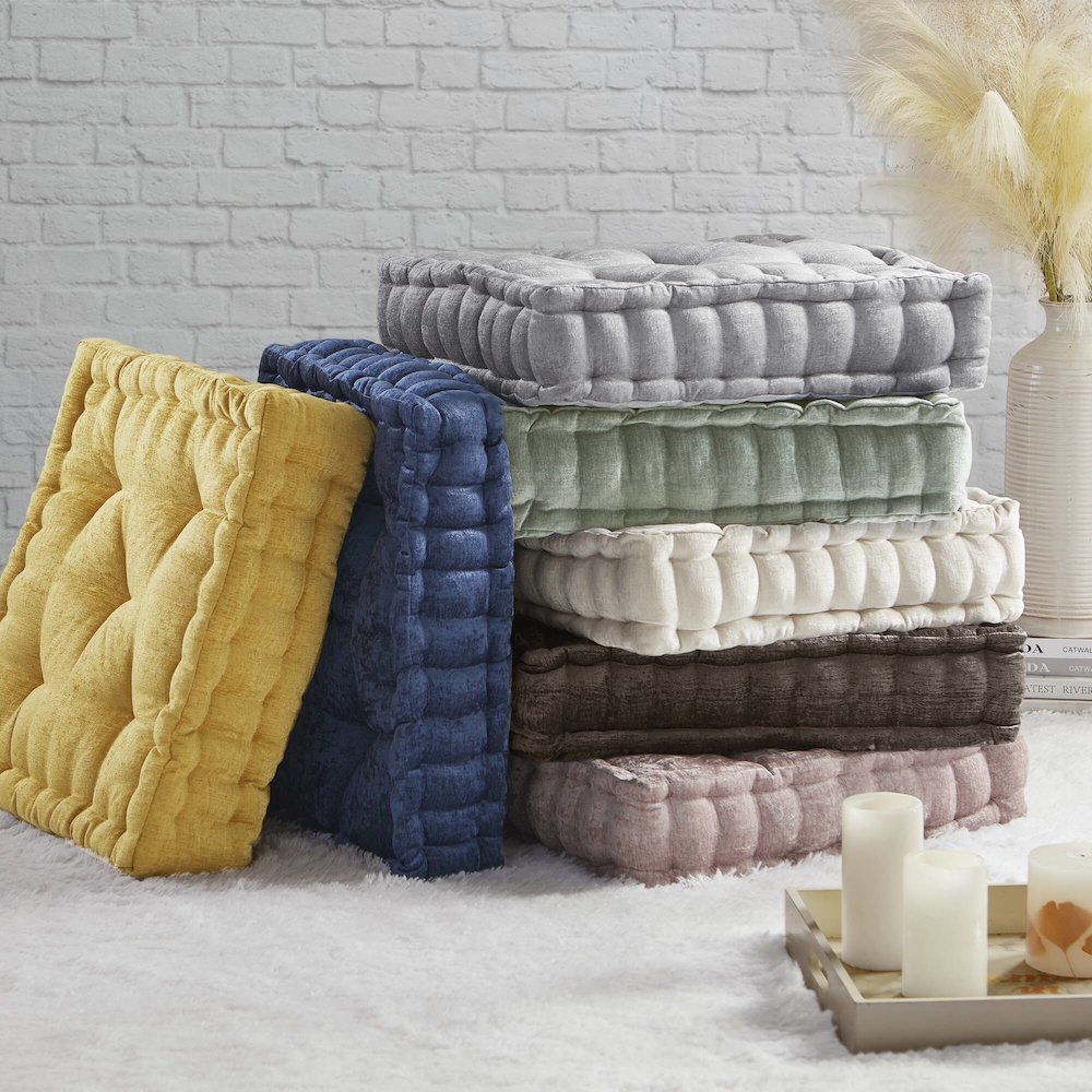 Azza Poly Chenille Square Floor Pillow Cushion Compress Pack. Picture 5