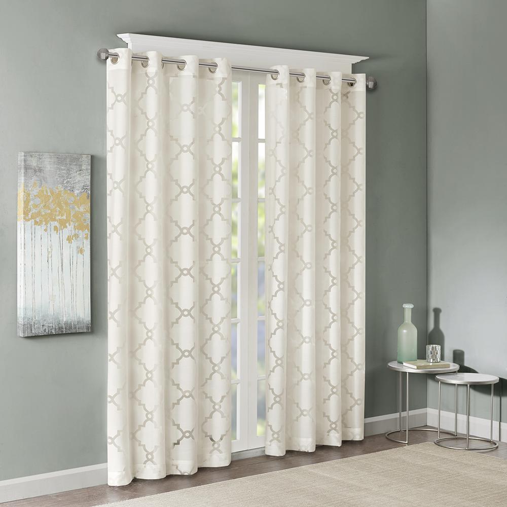 Fretwork Burnout Sheer Curtain Panel. Picture 1