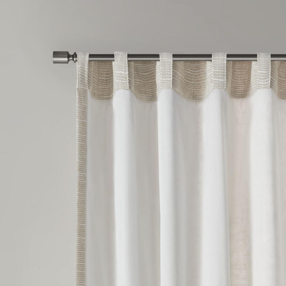 Faux Linen Rod Pocket and Back Tab Fleece Lined Curtain Panel. Picture 1