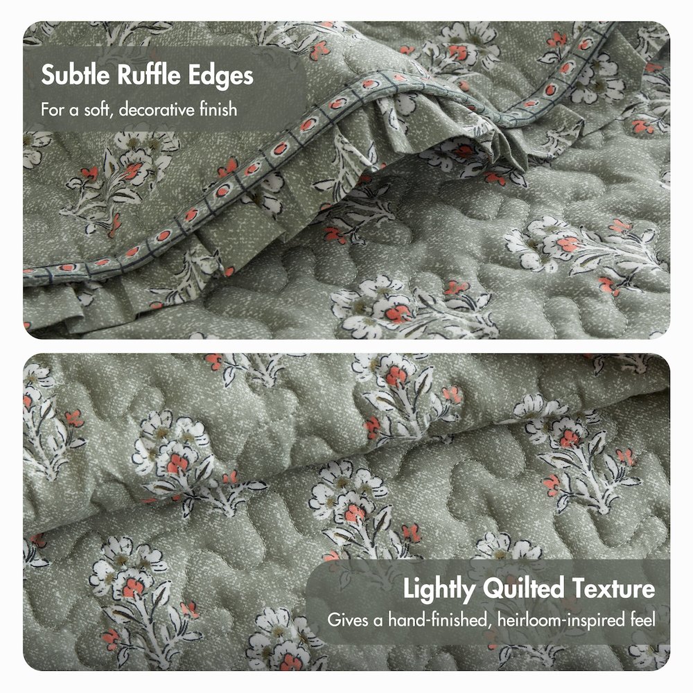 Linwood Ruffle Printed Quilt Set. Picture 3