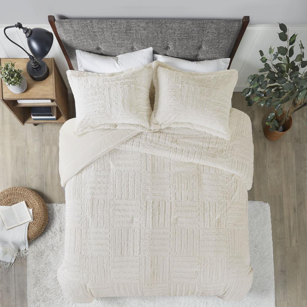 Arctic Fur Down Alternative Comforter Mini Set, Ivory color. Picture 2