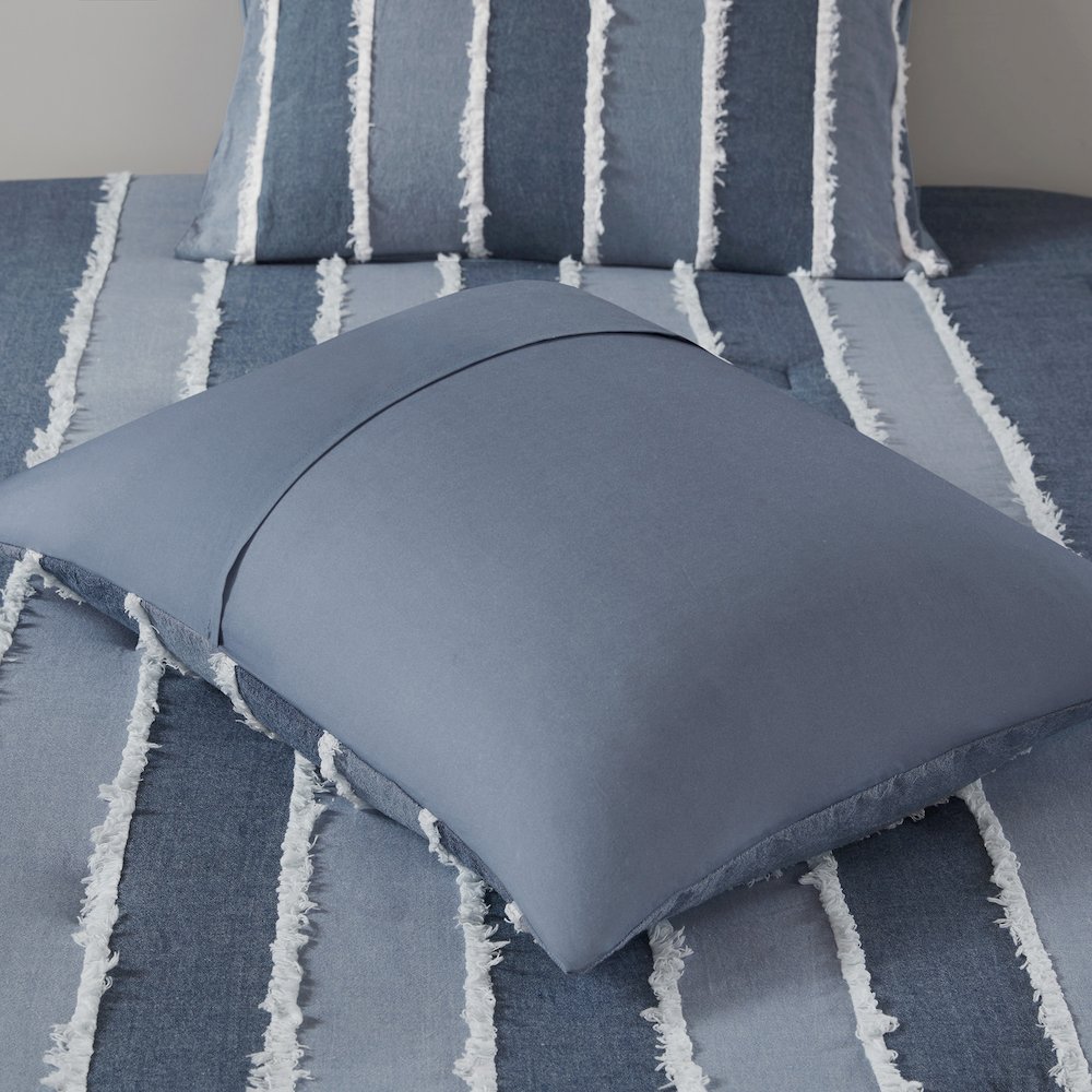 Shay 3 Piece Striped Cotton Comforter Set. Picture 4