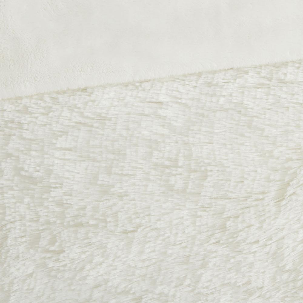 Malea Shaggy Fur Duvet Cover Set, Ivory color. Picture 3