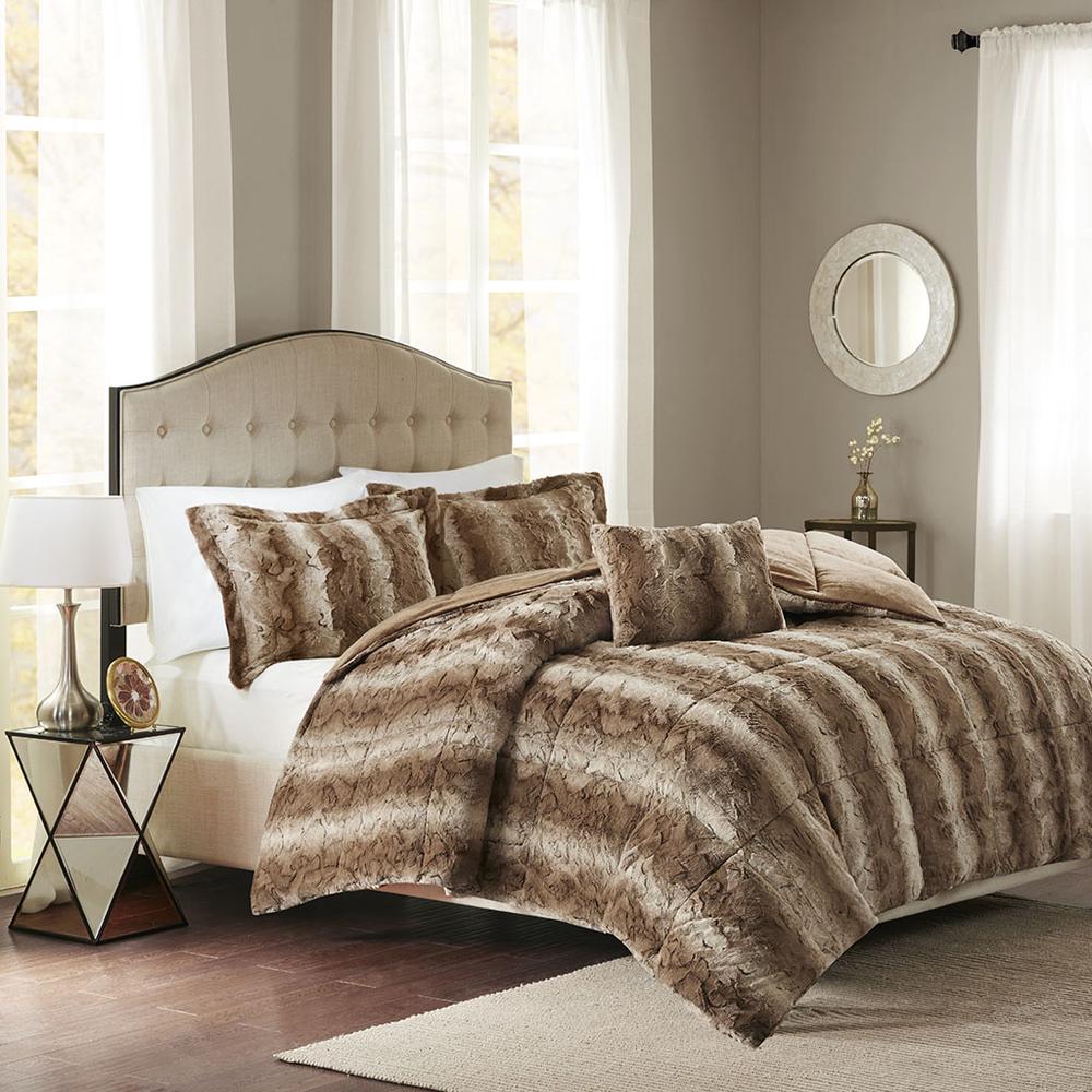 4PC Faux Fur Comforter Set. Picture 4