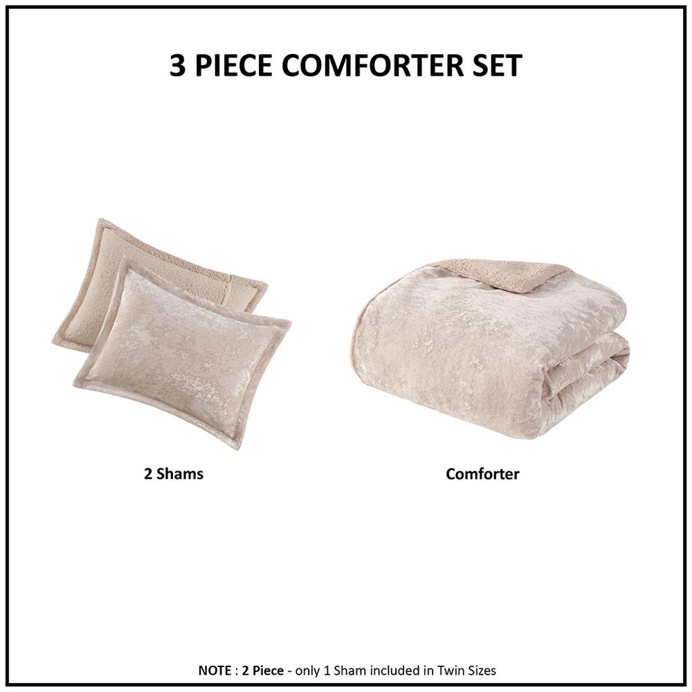Crushed Velvet Sherpa Reversible Comforter Set. Picture 1