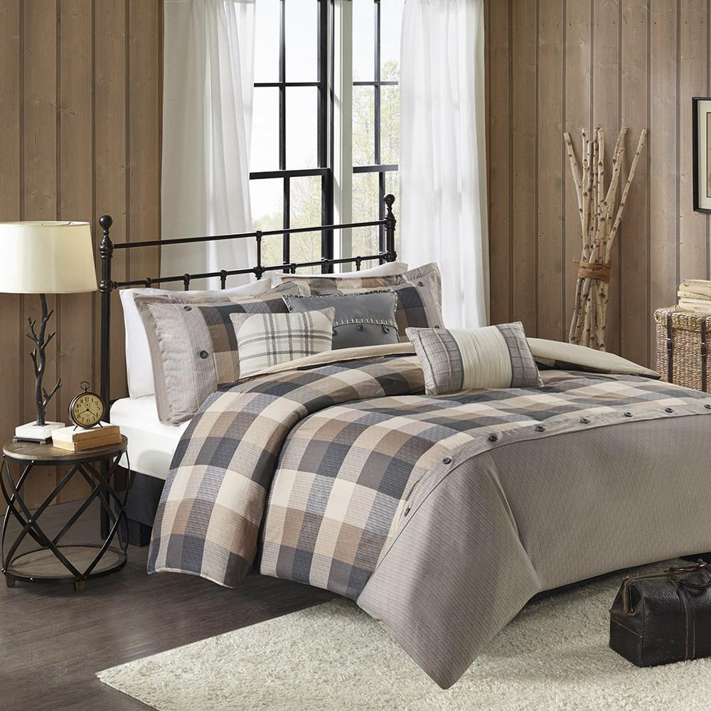 Ridge 6 Piece Herringbone Duvet Cover Set, Neutral color. Picture 4