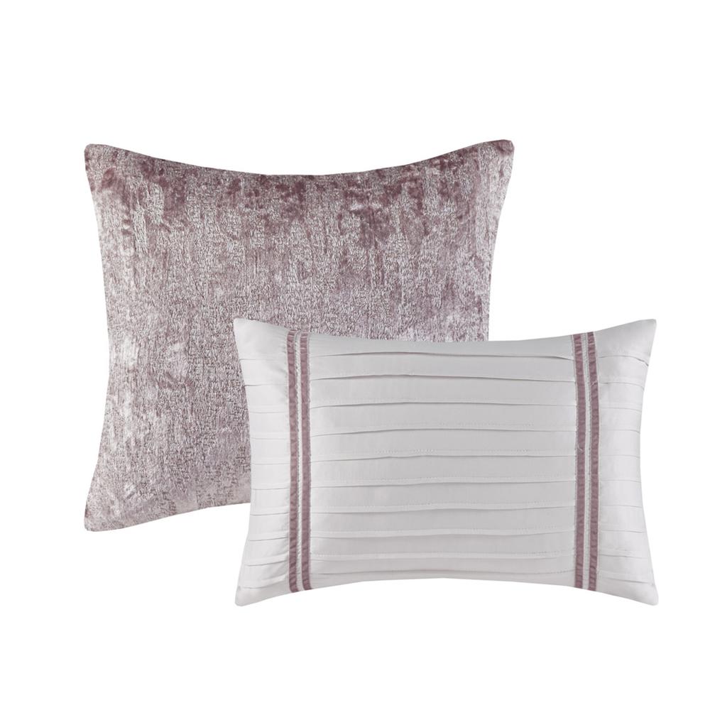Lee 5 Piece Crinkle Velvet Comforter Set, Blush color. Picture 3