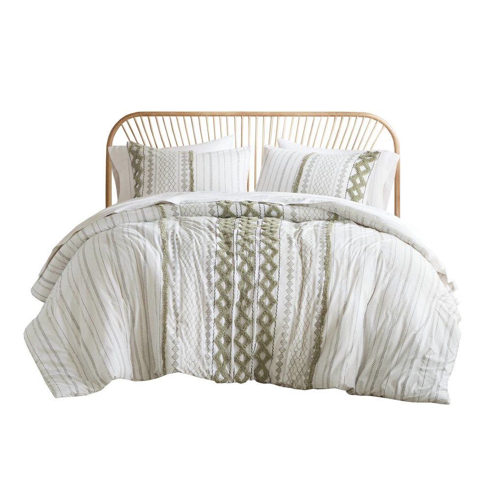 Cotton Printed Duvet Cover Set with Chenille. Picture 1