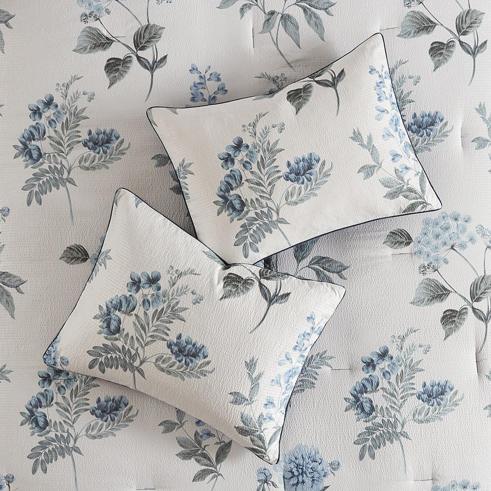 7 Piece Printed Seersucker Comforter Set with Throw Blanket. Picture 1