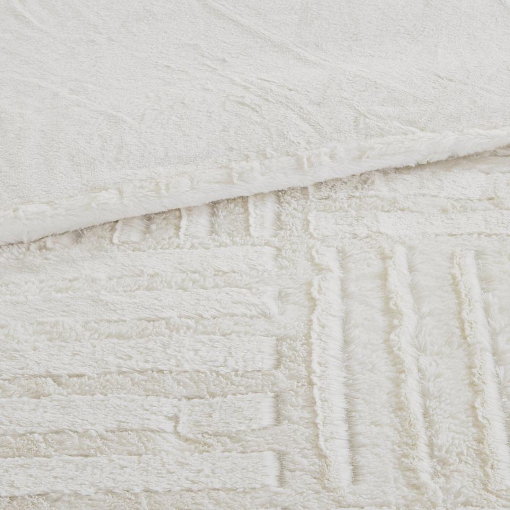 Arctic Fur Down Alternative Comforter Mini Set, Ivory color. Picture 3