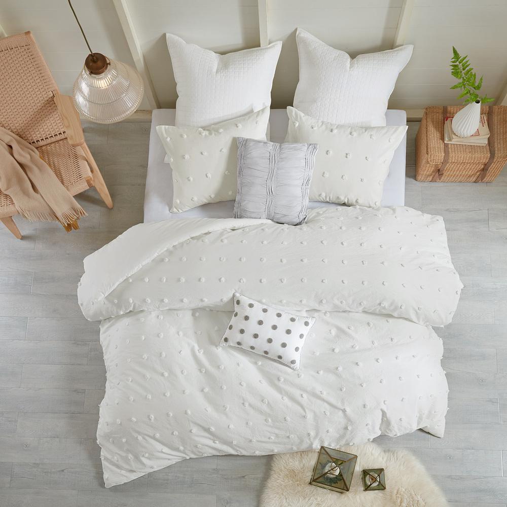 Cotton Jacquard Duvet Cover Set with Euro Shams and Throw Pillows. Picture 4