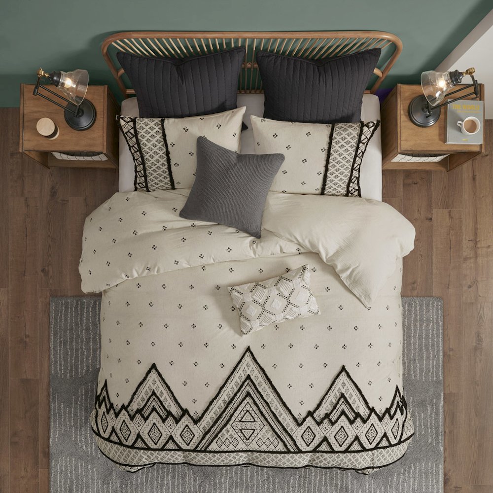 3 Piece Flax and Cotton Blended Duvet Cover Set. Picture 3