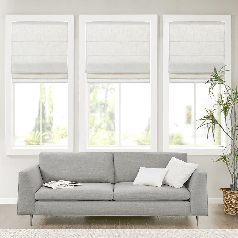 Linen Blend Light Filtering Cordless Roman Shade. Picture 4