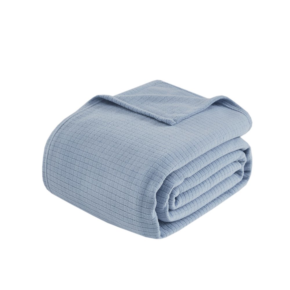 Microfleece Blanket in Blue Color. Picture 1