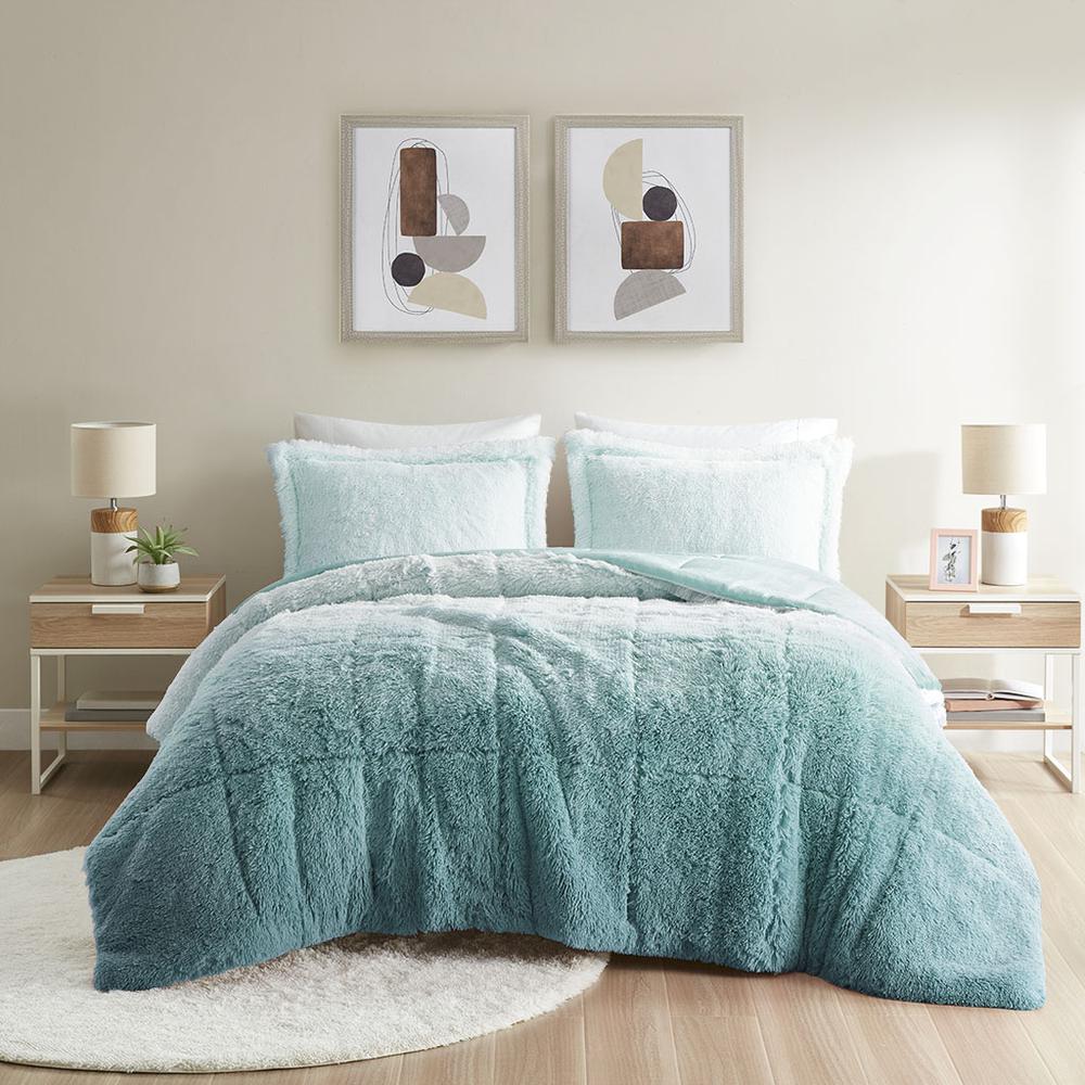 Ombre Shaggy Long Fur Comforter Mini Set. Picture 5