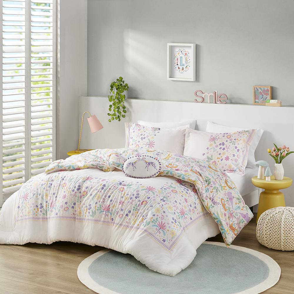 Floral Reversible Cotton Comforter Set with Throw Pillow. Picture 4