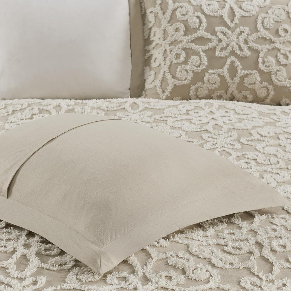 Sabrina 3 piece Tufted Cotton  bedspread  set, Taupe color. Picture 3